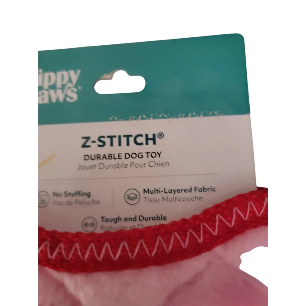 Zippy Paws Z‎ Stitch Durable Pink Bear Dog Toy No Stuffing Multi Layered Fabric